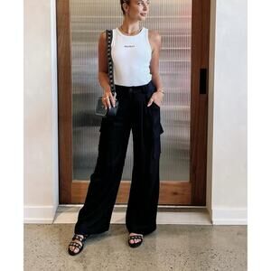 Ena Pelly Hayley Cargo Pants NWT US 4 Navy Wide Leg High Rise